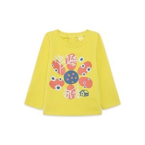 Vibrant Yellow Kids Long Sleeve Tee with Floral Print